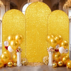 TROPOW Sequin Wedding Arch Cover – Round Top Zippered Backdrop for Parties/Events (1-Pack) - 1 of 4