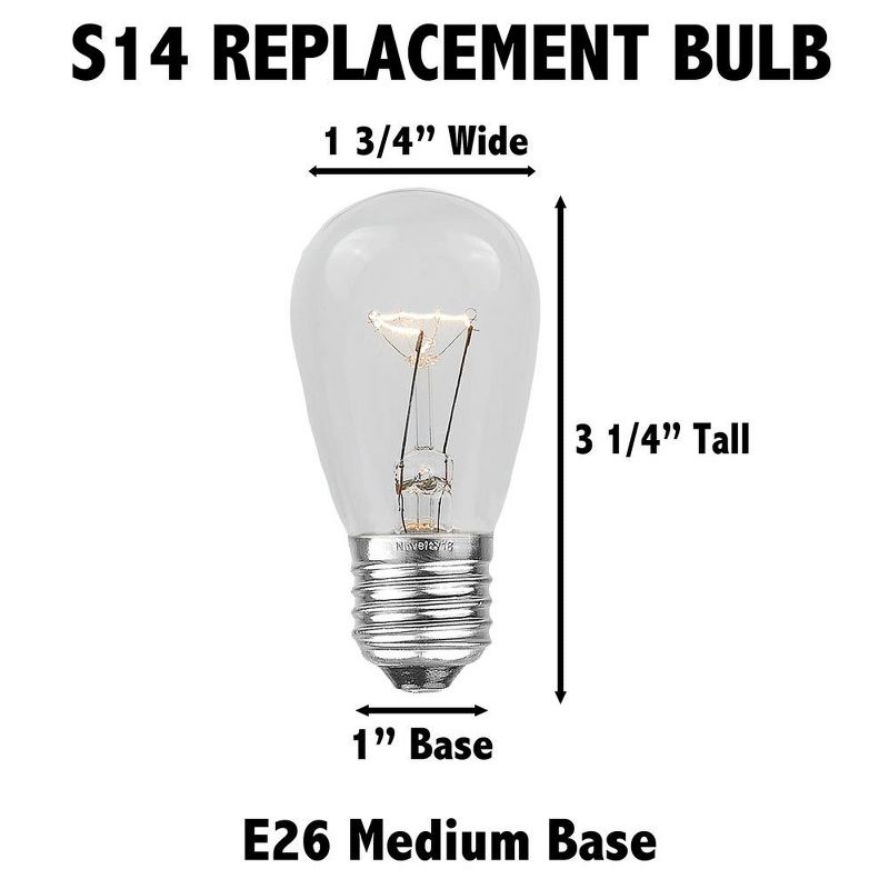 Novelty Lights White S14 Hanging LED String Light Replacement Bulbs E26 Medium Base 1 Watt, 5 of 9