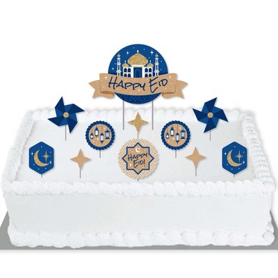 Big Dot of Happiness Ramadan - Eid Mubarak Cake Decorating Kit - Happy Eid Cake Topper Set - 11 Pieces
