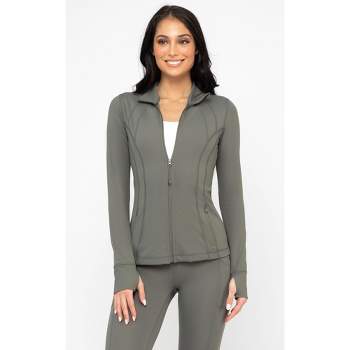 90 Degree By Reflex Womens Citylite Full Zip Jacket with Front Pockets and  Side Bungee Cords - Mulled Basil - X Small