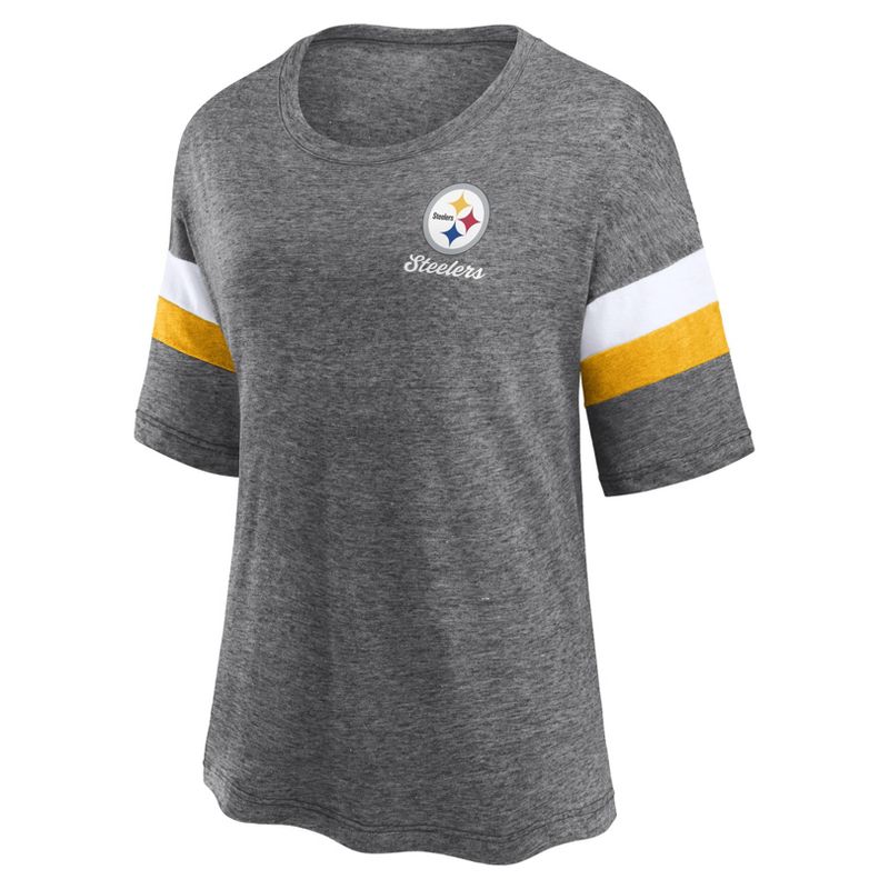 NFL Pittsburgh Steelers Women&#39;s Weak Side Blitz Marled Left Chest Short Sleeve T-Shirt, 2 of 4