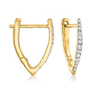 Ross-Simons 0.10 ct. t.w. Diamond Huggie Hoop Earrings in 18kt Gold Over Sterling - 1 of 3