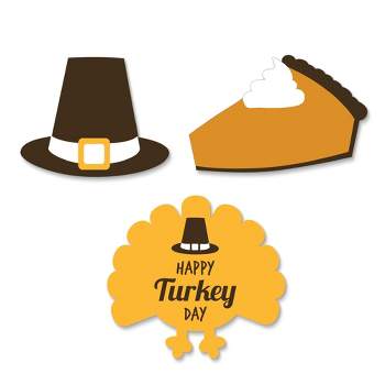 Big Dot of Happiness Happy Turkey Day - Thanksgiving DIY Shaped Party Cut-Outs - 24 Count