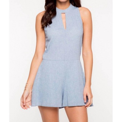 Women's Mock Neck with V Romper - EVERLY