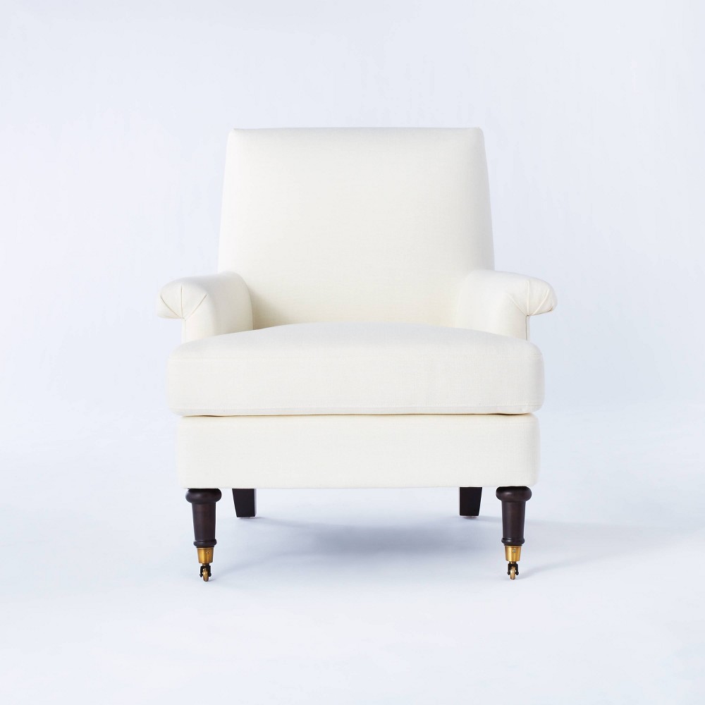 Mercer Rolled Upholstered Armchair with Casters Cream - Threshold™ designed with Studio McGee