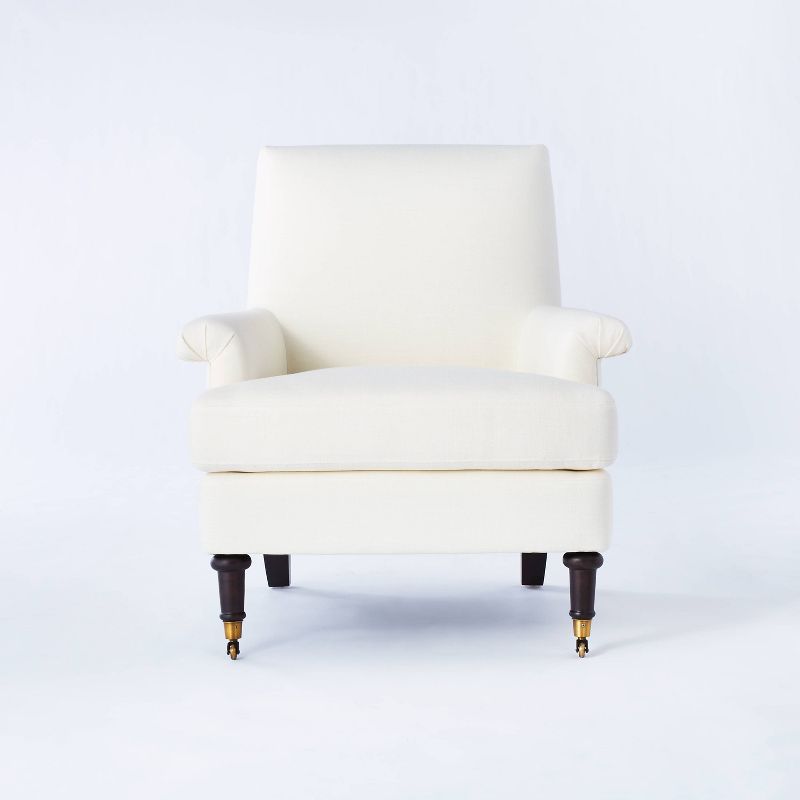Mercer Rolled Upholstered Arm Chair with Casters Cream - Threshold&#8482; designed with Studio McGee, 3 of 10