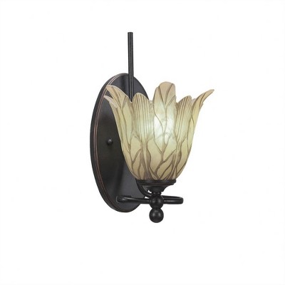 Toltec Lighting Capri 1 - Light Sconce in  Dark Granite with 7" Vanilla Leaf Shade
