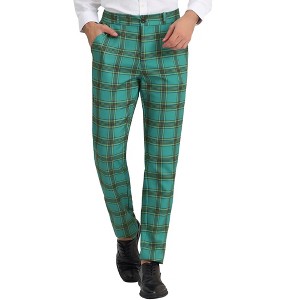 INSPIRE CHIC Men's Plaid Casual Regular Fit Flat Front Stretch Dress Pants - 1 of 4