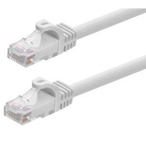 Monoprice Cat5e Ethernet Patch Cable - 7 Feet - White | Network Internet Cord - Snagless RJ45, Stranded, 350Mhz, UTP, Pure Bare Copper Wire, 24AWG - - 1 of 4
