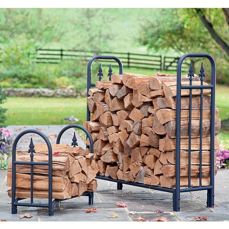 Plow & Hearth - Medium Heavy Duty Steel Wood Rack with Finial Design, 2 of 3