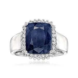 Ross-Simons 4.50 Carat Sapphire and .20 ct. t.w. White Topaz Ring in Sterling Silver - 1 of 4