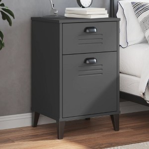 vidaXL Bedside Cabinet Accent End Table Bedroom Furniture Solid Wood Pine, 15.7"x13.8"x25.6", With 2 Drawers - 1 of 4