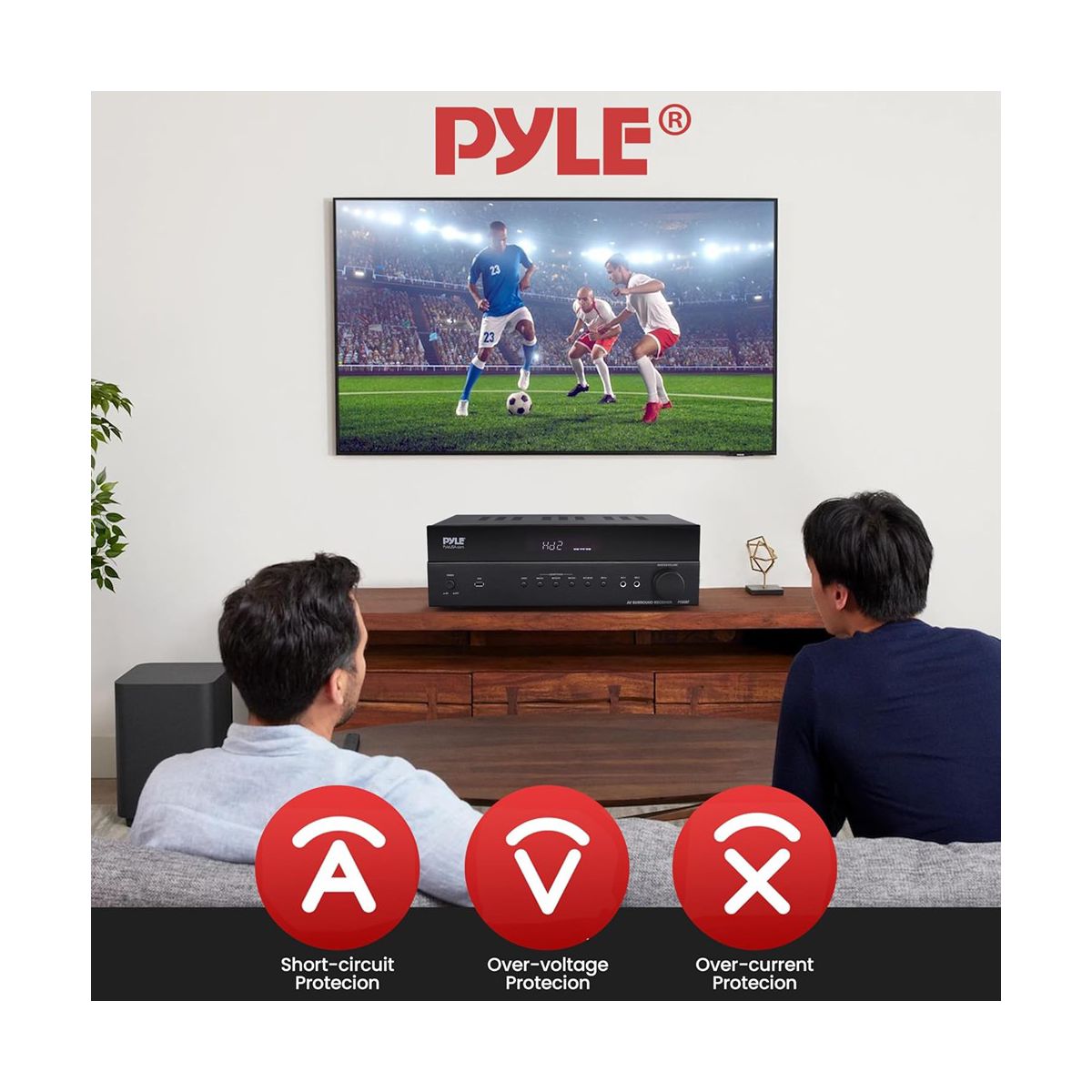 Pyle 5.2 Channel Hi-Fi Home Theater Receiver – Powerful Wireless Bluetooth Surround Sound Amplifier with 4K Ultra HD Support, MP3/USB/DAC, PT865BT - thumbnail 6