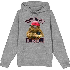 Playful Sloth - Your Wi-Fi's Too Slow! Adult Long Sleeve Hoodie - 1 of 2
