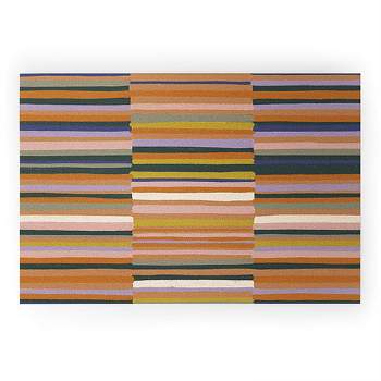 Gigi Rosado Brown striped pattern Welcome Mat - Deny Designs