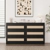 Modern Rattan 6-Drawer Dresser with Anti-Tip Kit, Wide Wooden Storage Chest for Bedroom, Living Room and Hallway - 3 of 4