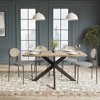 LeisureMod Ravenna 5-Piece Dining Set - 63" Rectangular MDF Top Dining Table in Maple & 4 Velvet Dining Chairs in Black Steel Legs - 2 of 4