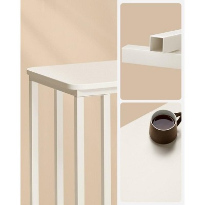 Cream White C-Shaped Metal Frame End Table with Particle Board Top