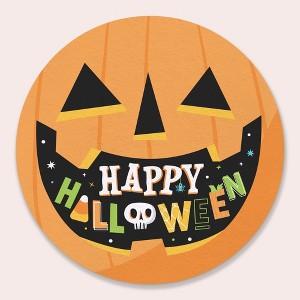Big Dot of Happiness 25 Ct Jack-O'-Lantern Happy Halloween Drink Coasters, 4-Inch Disposable Round Paper Coasters, Cup Mats for Table Beverages - 1 of 4