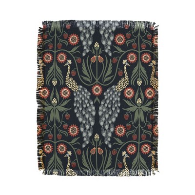 Emanuela Carratoni Peacocks and Berries 56"x46" Woven Throw Blanket - Deny Designs