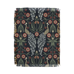 Emanuela Carratoni Peacocks and Berries 56"x46" Woven Throw Blanket - Deny Designs - 1 of 4