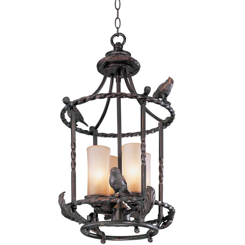 Franklin Iron Works Wrought Bronze Pendant Chandelier 13" Wide Rustic Scavo Glass 4-Light Fixture Dining Room House Foyer Kitchen, 5 of 10