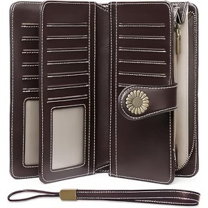 Wikineon Women's Leather Credit Card Holder Wristlet - RFID Blocking Technology for Identity Protection, Large Capacity Design Holds Cards - 1 of 4