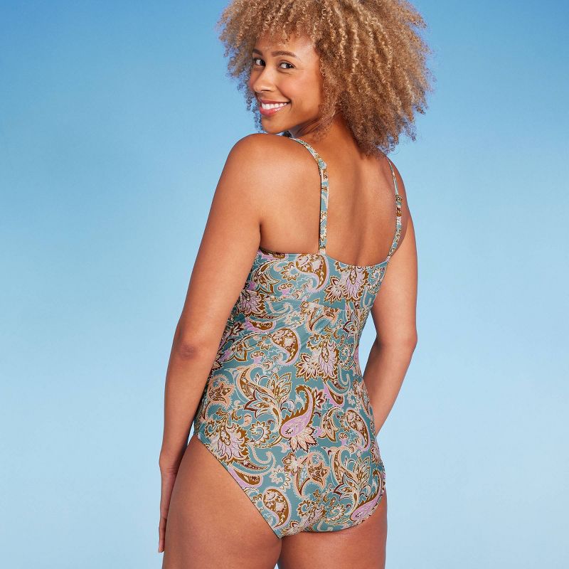 Women's Shirred Bandeau One Piece Swimsuit - Shade & Shore™ Multi Paisley Print, 5 of 6