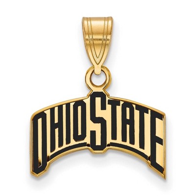Black Bow Jewelry 14k Yellow Gold Plated Sterling Silver Ohio State Buckeyes NCAA Medium Pendant