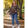 Women's Plus Size Vintage Striped V Neck Long Sleeve Elastic Waist Boho Casual Babydoll Blouse - Agnes Orinda - 3 of 4