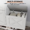 Shoe Cabinet with Bench, Slim Farmhouse Shoe Storage, 2 Flip Drawers for Entryway, Hallway, Living Room, White - 3 of 4