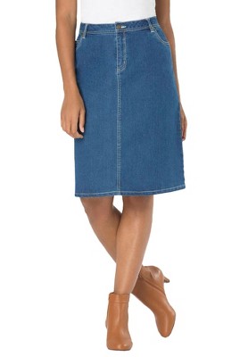 Jessica London Women's Plus Size True Fit Stretch Denim Short Skirt