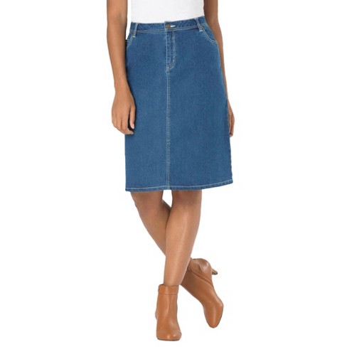 Jessica London Women's Plus Size True Fit Stretch Denim Short Skirt ...