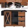 Rbied Wood 55.5 in. Kitchen Island Cart with Drop Leaf, Sliding Door and Adjustable Shelves - 4 of 4