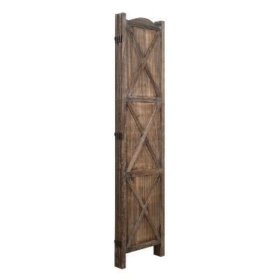 Rustic Brown Paulownia Wood 4-Panel Folding Room Divider
