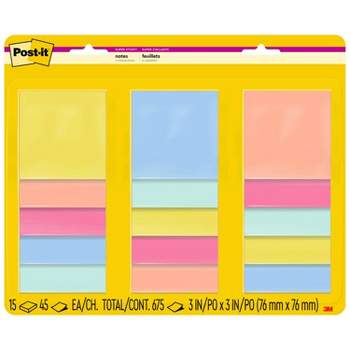 Post-it 15pk 3" Super Sticky Notes 45 Sheets/Pad - Pastel