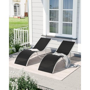 Sunbathing Lounge Chairs, Quick-Dry Fabric, Aluminum Frame, All-Weather Chaise Lounge, for Pool, Beach, Garden - 1 of 4