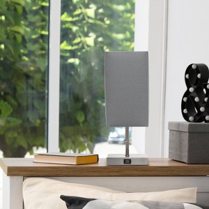Petite Stick Lamp with USB Charging Port and Fabric Shade - Simple Designs - 1 of 4