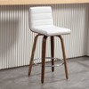 Bekrvio 26" Counter Height Bar Stools - PU Leather Swivel, L Shape Back, Upholstered, Mid-Century Modern Chairs for Kitchen Counter Island - 2 of 4