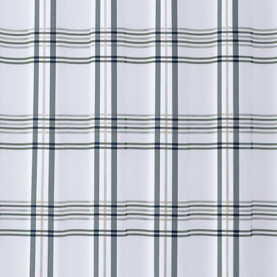 Kent Plaid Shower Curtain White/Blue - London Fog