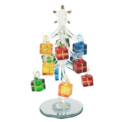 Christmas 6.5" Clear Tree With Gift Box Orn Christmas Glass Decoration  -  Decorative Figurines