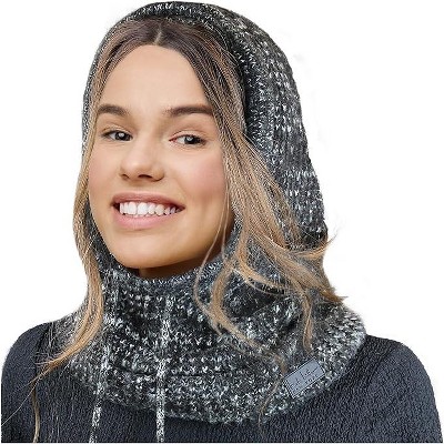Nicole Miller Winter Balaclava Hood Scarf Ski Mask for Women, Face Cover Neck Gaiter Scarf for Cold Weather (Black/White)
