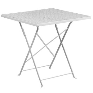 Emma and Oliver Commercial Grade 28" Square Colorful Metal Garden Patio Folding Patio Table - 1 of 2