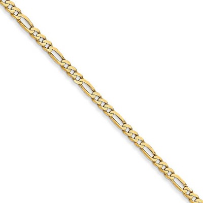 Black Bow Jewelry 2.25mm, 14k Yellow Gold, Flat Figaro Chain Necklace