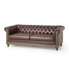 78.75" Rolled Arms 3-Seat Sofa with Wooden Legs and Pull-Tab Backrest for Living Room or Bedroom - 3 of 4