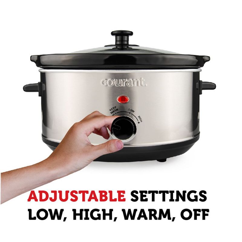 Courant 3.5 Quart Oval Slow Cooker, Stainless Steel, 4 of 10