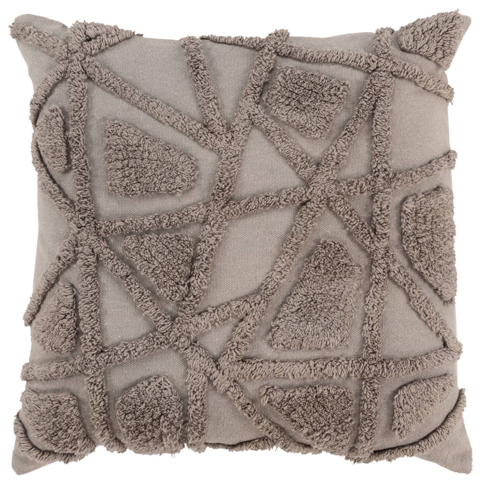 Photos - Pillow 20"x20" Oversize Geometric Fur Square Throw  Cover Gray - Rizzy Home