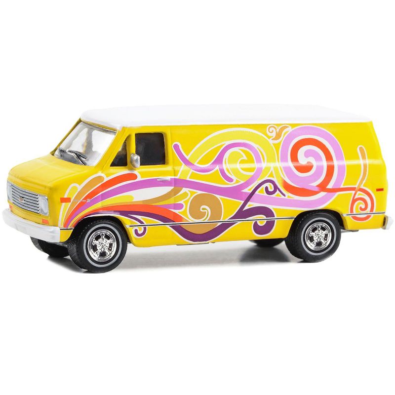 1976 Chevrolet G20 Custom Van Yellow with Graphics "Keep On Vannin'" "Hobby Exclusive" 1/64 Diecast Model Car by Greenlight, 2 of 4