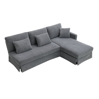 NicBex Modern L Shape Sectional Sofa Corduroy Modular Couch with 3 Pillows for Living Room and Apartment