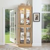 SpassWay 71"H Lighted Cabinet With Adjustable Shelves Lighted Corner Curio Suitable for Living Room Cherry white Oak - 3 of 4